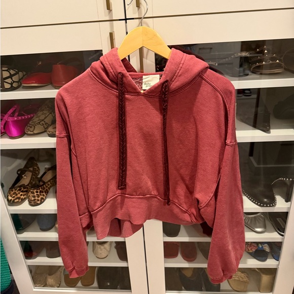 Anthropologie Daily Practice Draw String Cropped Hodie - Picture 2 of 6